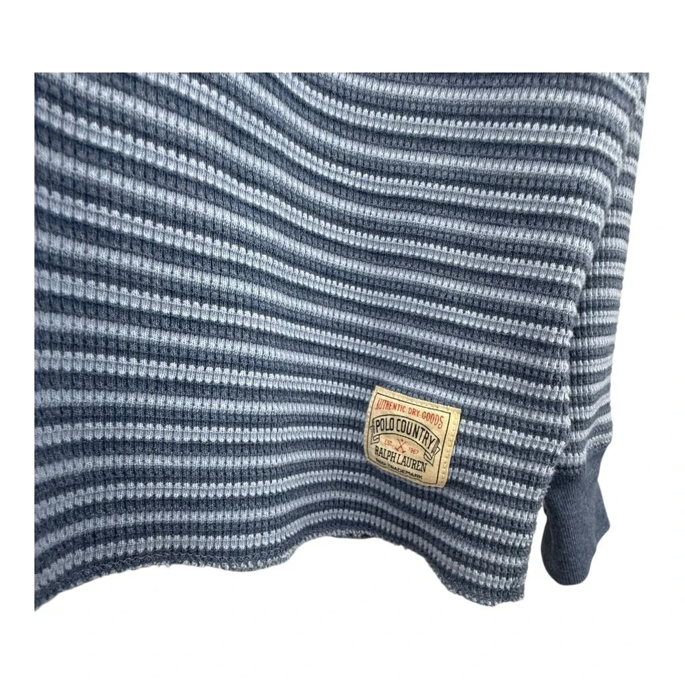 Polo Ralph Lauren Mens Striped Waffle Knit Long Sleeve Thermal Crewneck Shirt XL